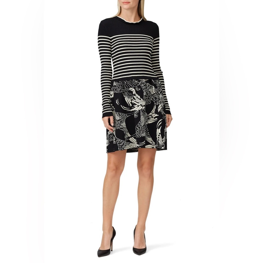 Red Valentino Womens Black and Cream Multi Print Maglia Dress Size LARGE